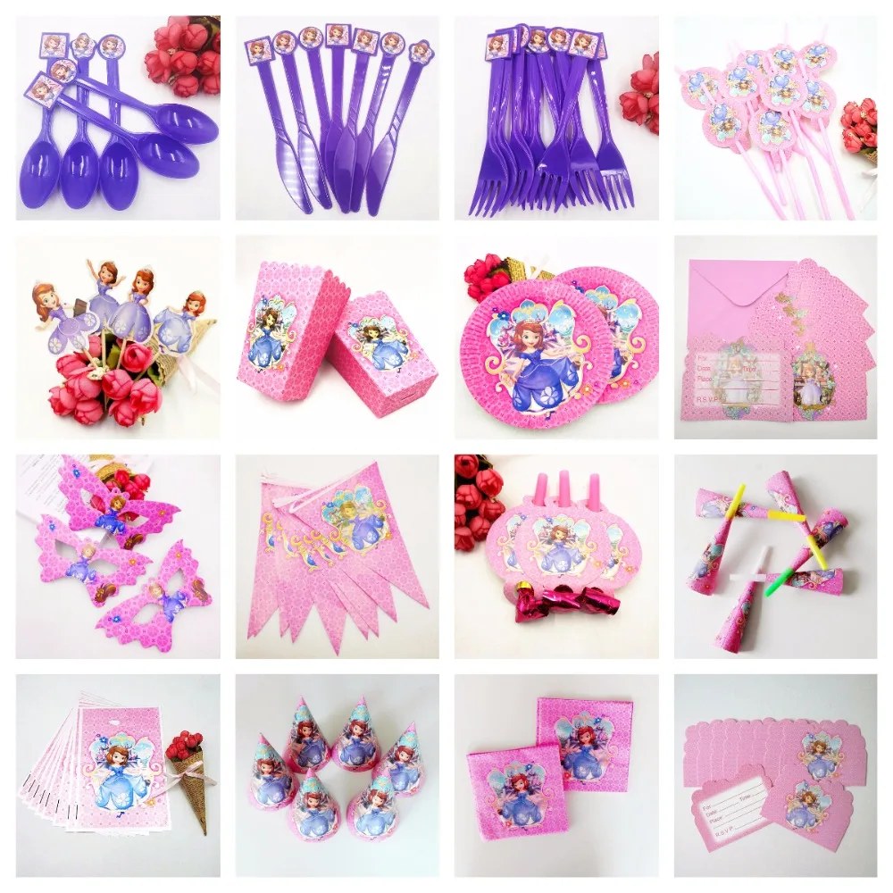 

Sofia Princess Snow Queen Movie Baby Birthday Party Decorations Kids Girl Party Supplies Party Decoration Tableware Set