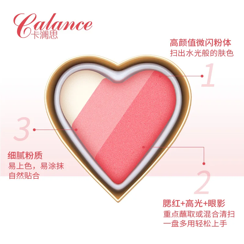 Макияж для лица Запеченные Румяна Палитра Водонепроницаемый стойкий розовый персик Радуга хайлайтер порошок в форме сердца макияж для лица HF067