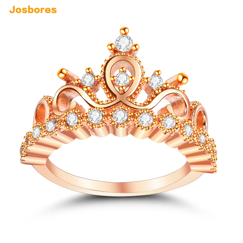 New Elegant Princess Queen Crown Engagement Ring with Clear CZ Zircon