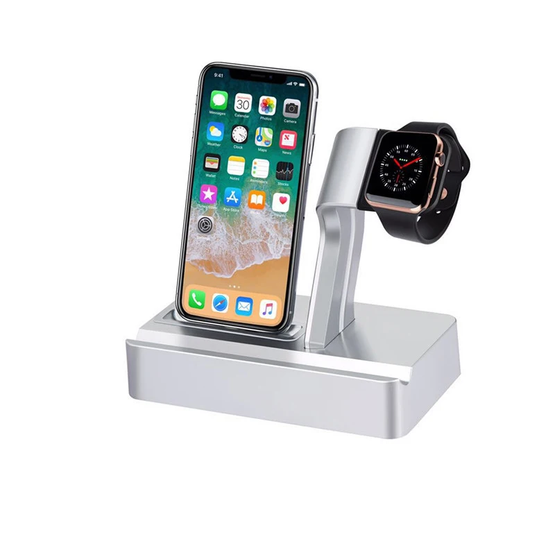 2 в 1 Подставка для зарядки для Apple Watch, подставка для зарядного устройства, подставка для телефона, зарядная станция для iPhone X 8 7 6 Plus, i Pad