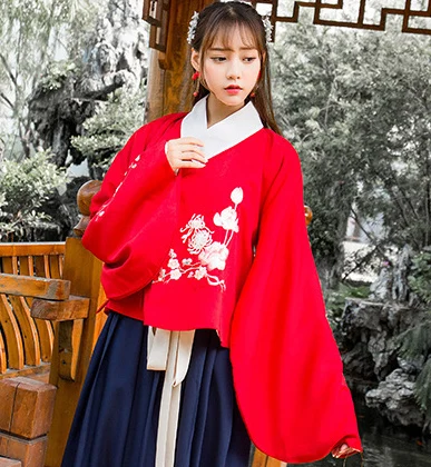 Hanfu Китайский Костюм Древний китайский костюм розовый hanfu платье hanfu женское китайское свадебное платье - Цвет: red top