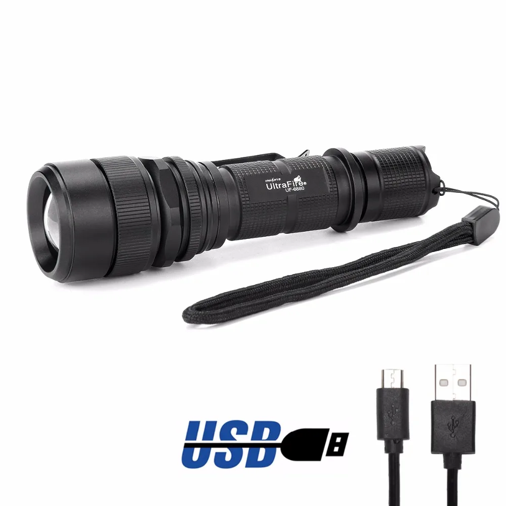 Фонарик UltraFire UF 6880 USB высокопроизводительный ручной прожектор масштабируемый
