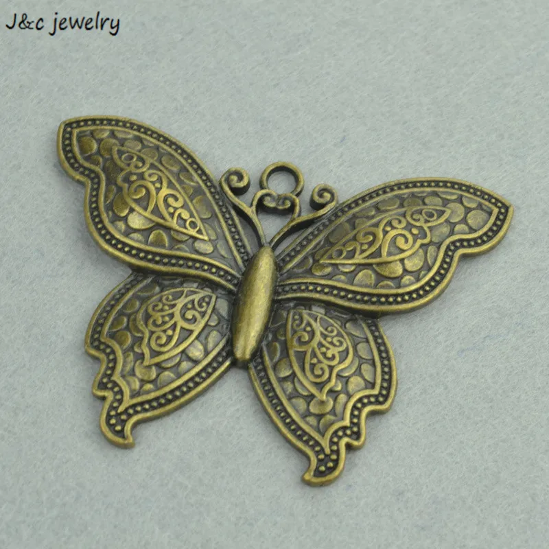 

2Pcs vintage antique bronze plated butterfly charms pendant 70*54mm 3203A