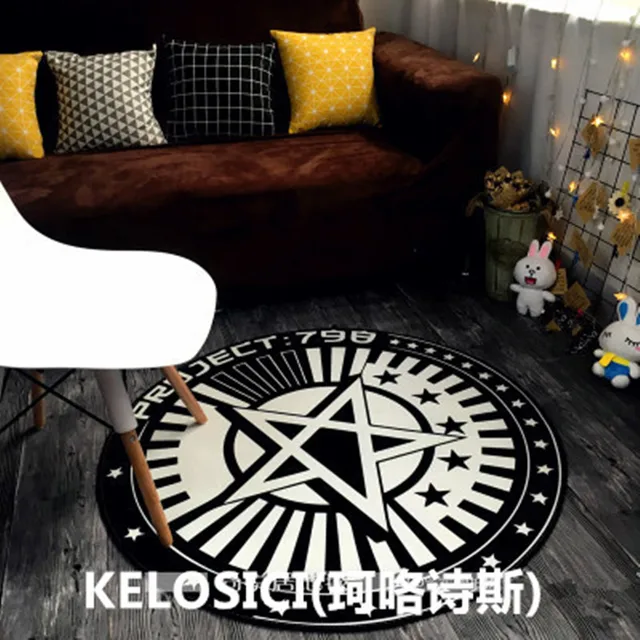 Nordic Style Black And White Cloakroom Round Carpets For Living Room Nordic Style Black And White Cloakroom Round Carpets For Living Room Bedroom Hanging Basket Computer Chair Floor Mat Rug Carpet