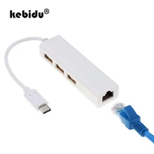 Kebidu Горячая 3 порта типа C к usb-хаб Поддержка Ethernet LAN RJ45 кабель адаптер Сетевая карта USB 3,1 2,0 адаптер передачи данных