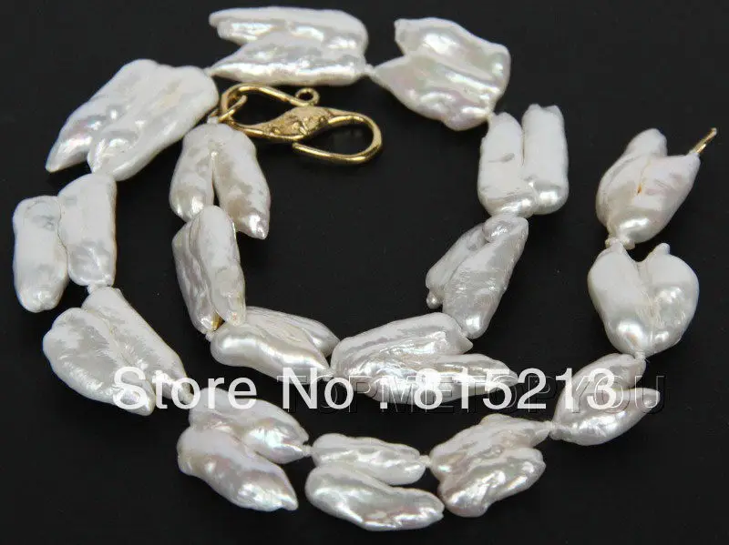 

ddh00731 natural 17" 28mm baroque white Reborn keshi pearls necklace
