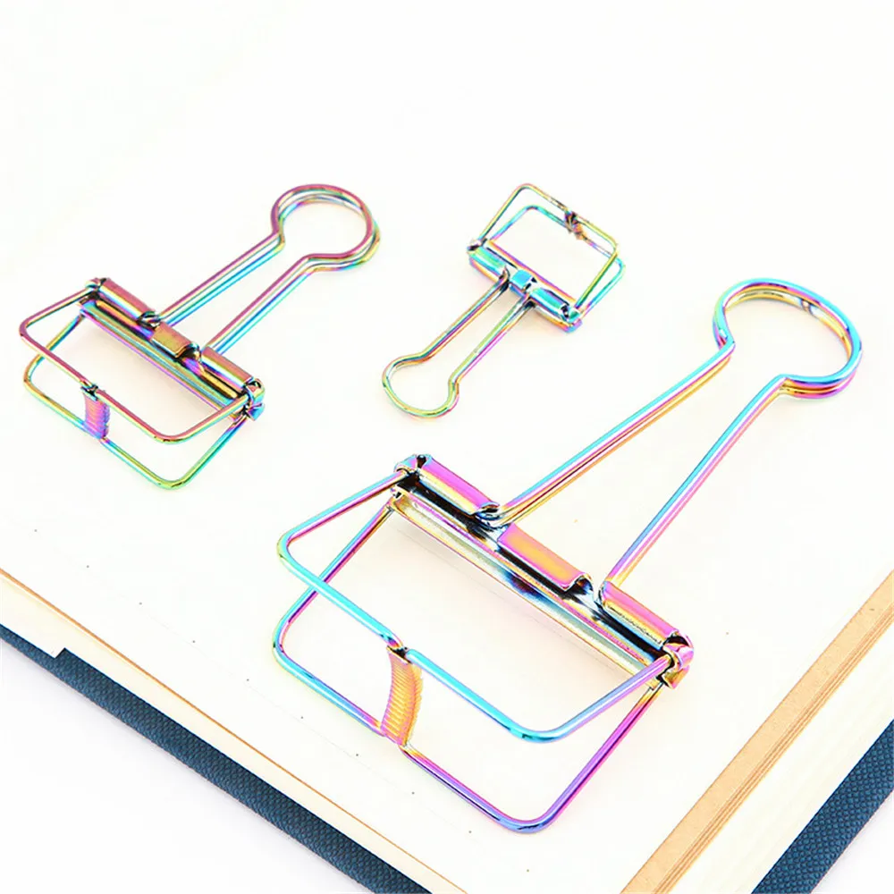 

10 pcs Chic Nordic Office Paper Storage Clip3 Sizes Ins Wrought Colorful Iron Document Handbook Storage Clip Home Sealing Clip
