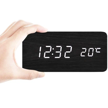 

2018 TXL bamboo mute bedside clock digital alarm clocks modern concise LED students clock creative bedroom practical decoration