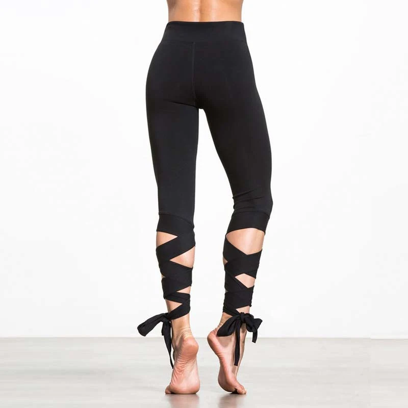 Kaywide-2017-New-Arrival-Black-Bandage-Cross-Leggings-Women-High-Waist-Plus-Size-Sport-Yoga-Pants (2)