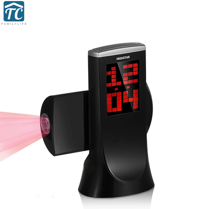  Creative Projection Clock Alarm 180 Degree Rotation Snooze Function Thermometer Countdown Clock Des
