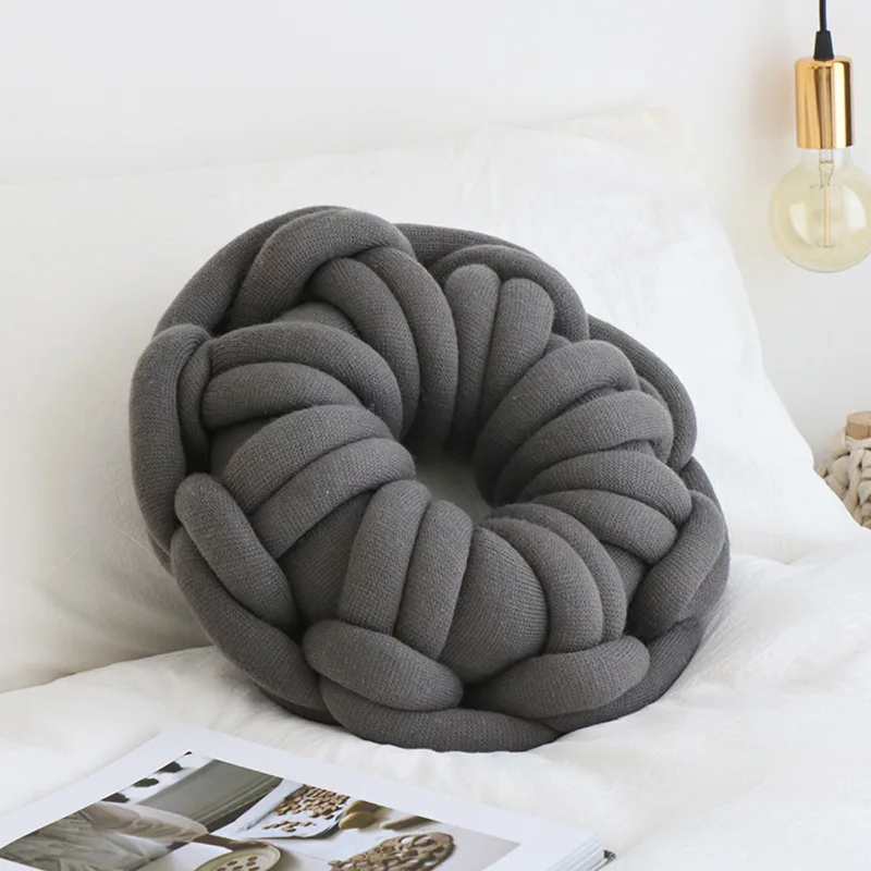 Удобная подушка для сидения в форме кольца, подушка с узлом, индивидуальная подушка в форме цветка, Пончик, подушка с сердечником, подушка в форме пончика - Цвет: Iron Grey