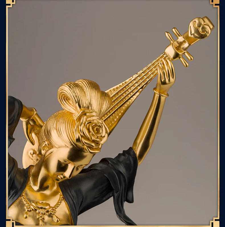 50 см Большой 24 K позолоченный Global limited edition Оригинал Япония дунхуан Гейша латунная скульптура Азия бизнес искусство Топ Орнамент