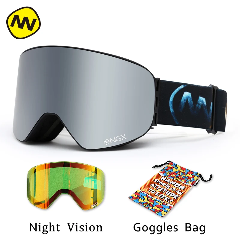 NANDN лыжные очки, очки для катания на лыжах, двойные линзы, UV400, анти-туман, для взрослых, сноуборд, лыжные очки, женские, мужские, снежные очки