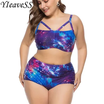 

5XL Plus Size Bikinis Set For Women Summer High Waist Printed Push Up Swimsuit Biquini Swimwear Large Size Beach Wear Bathing