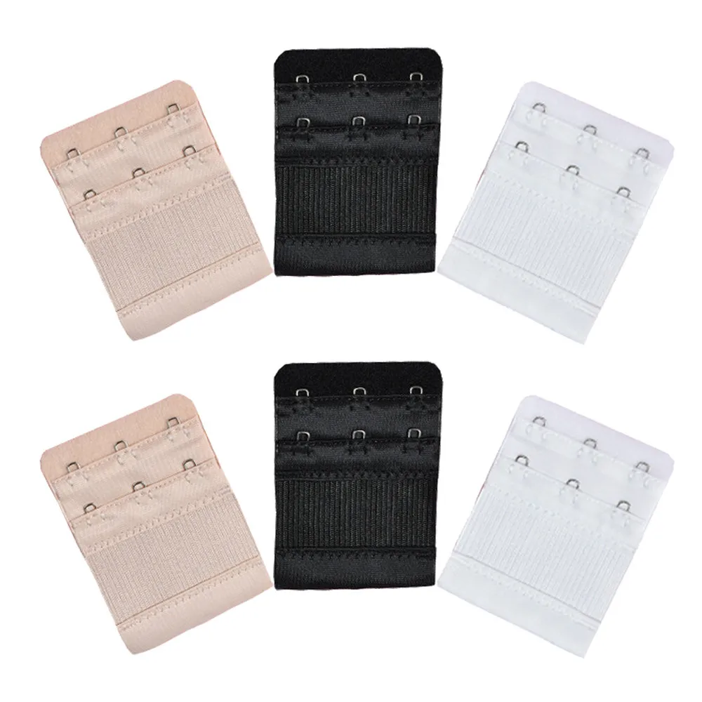 

6pcs Women Linen Polyester Adhesive Bras Soft Comfortable Bra 3 Hooks Extender Strap Adjustable Extension 2018
