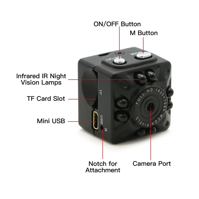 SQ10 мини-камера 1080P портативная видеокамера для безопасности карманная маленькая камера с функцией ночного видения с функцией обнаружения движения DVR Поддержка TF карты