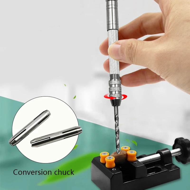 New Useful Practical 0.7-3mm Hand Drill + 10pcs Twist Drill Set Sliding Drilling Metal Spiral Tool With Drill