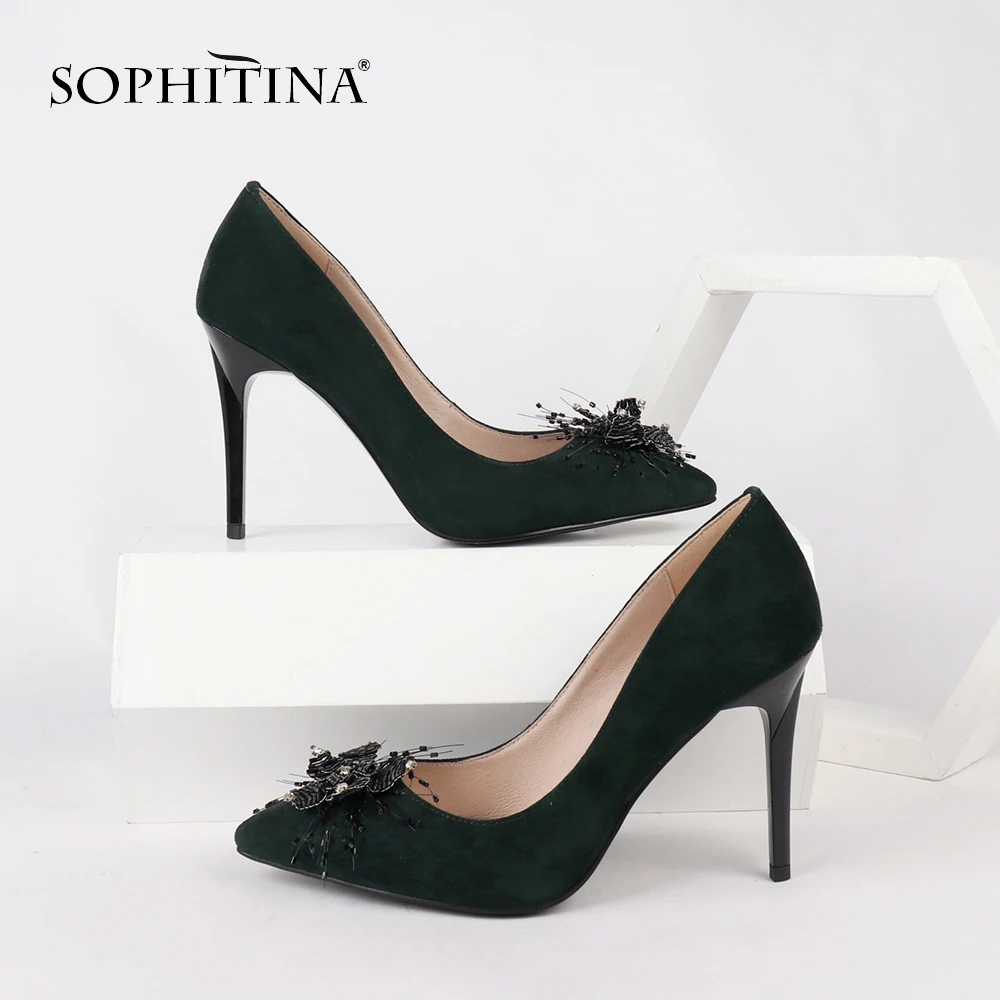 SOPHITINA/элегантные туфли-лодочки с цветочным принтом; очень высокое качество; замшевые пикантные удобные туфли с закрытым носком; Специальный дизайн; новые туфли-лодочки для зрелых женщин; PC161