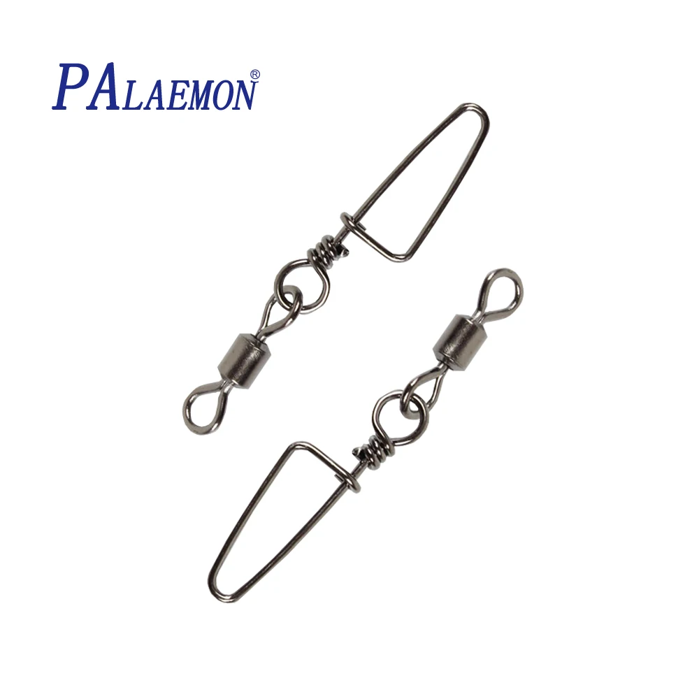 

PALAEMON 100pcs/lot Fishing Connector Fishing Swivel Snap Rolling Swivel with Coastlock Snap