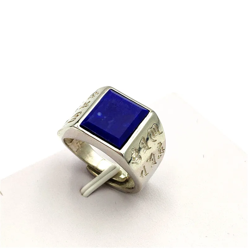 

Natural Royal Blue Lapis Lazuli Ring Rectangle Shape Crystal 925 Silver Sterling Woman Trendy Party Gift 14x12mm Adjustable Ring