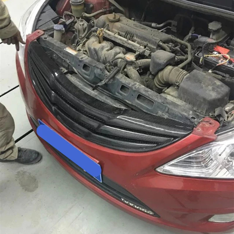 Использование для hyundai Verna ACCENT гоночные грили 2010-13 год углеродное волокно/FRP Refitt Передняя Центральная гоночная решетка без логотипа автомобиля