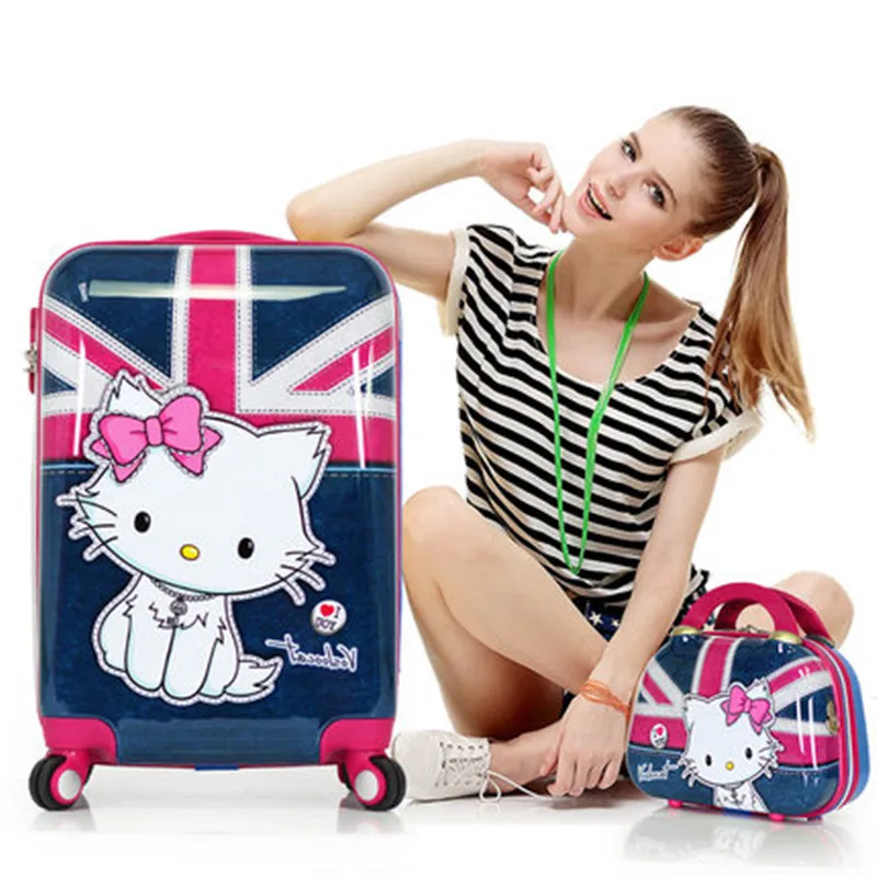 20,24Inch Women Hello Kitty Suitcase,Girls Hello Kitty Trolley bag,Spinner Rolling Luggage hello kitty luggage sets