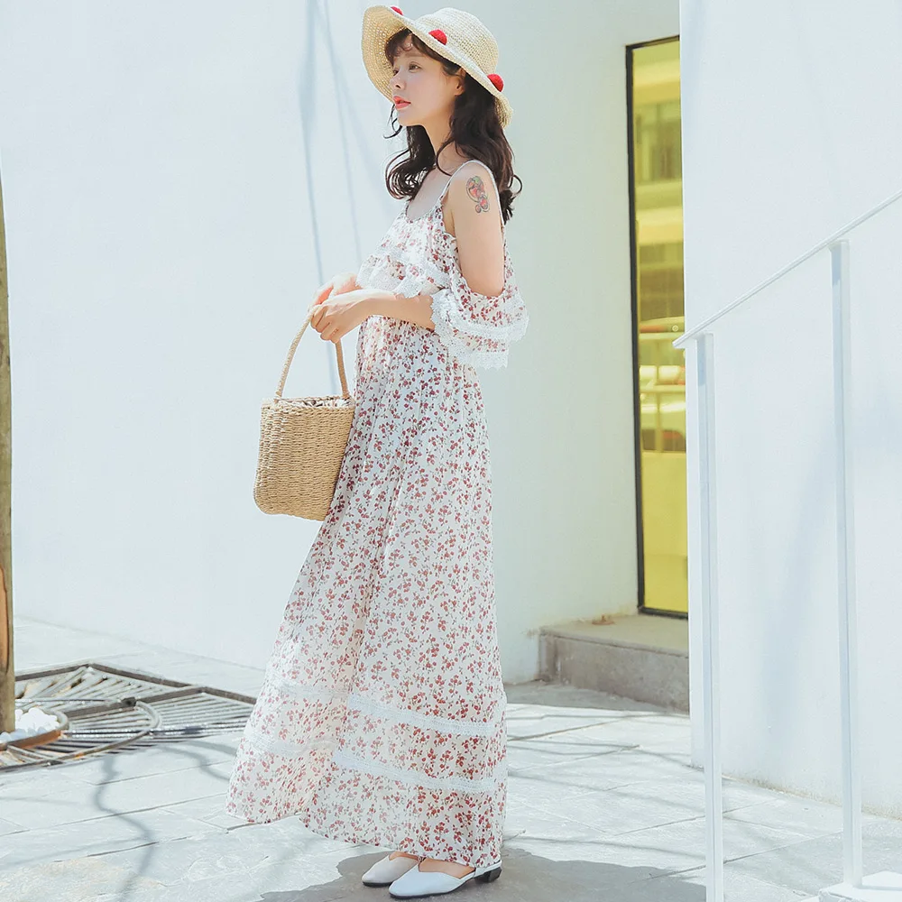 Женские офисные пляжные японские Kawaii Ulzzang Цветочные платья женские милые
