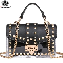 Модные маленькие прозрачные сумочки с заклепками, Брендовая женская прозрачная сумка через плечо, летняя пляжная сумка, женские сумки через плечо на цепочке