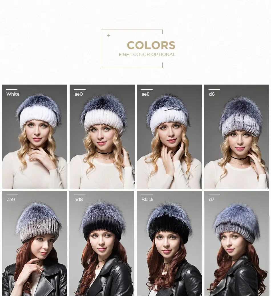 Fashion Womens Fur Beanies Real Rex Rabbit Fur Hats with Stripe Design Hat Ladies Winter Warm Rex Rabbit Fur Caps (3)