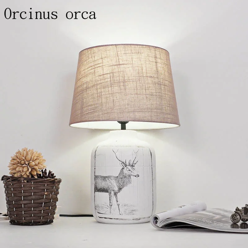 

Nordic modern simple colorful table lamp living room study bedroom bedside lamp European Rural LED decorative table lamp