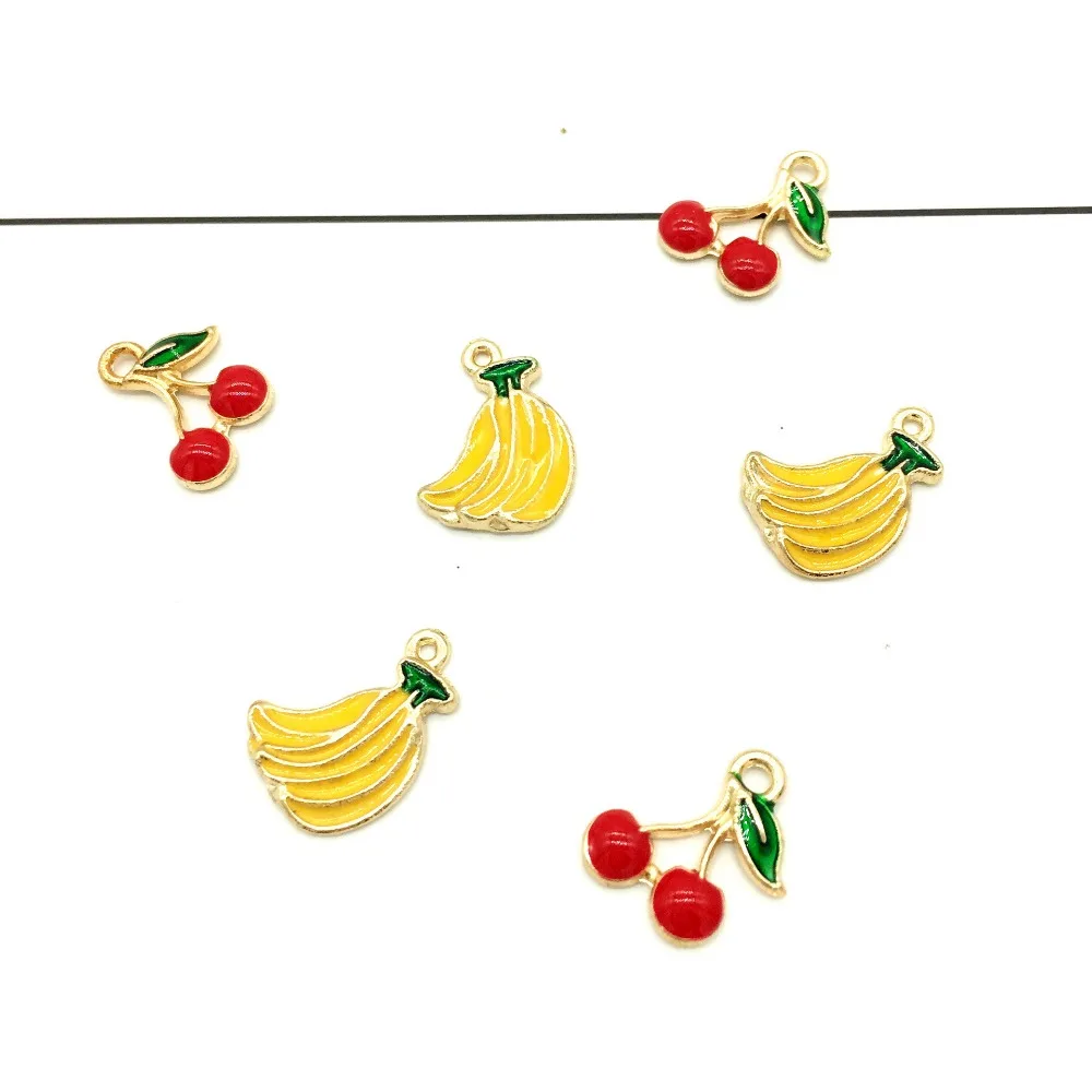 

DIY 10pcs Enamel Fruit series pineapple Strawberry Alloy Charm Gifts Making key chain Bracelet Necklace diy Jewelry Accessories