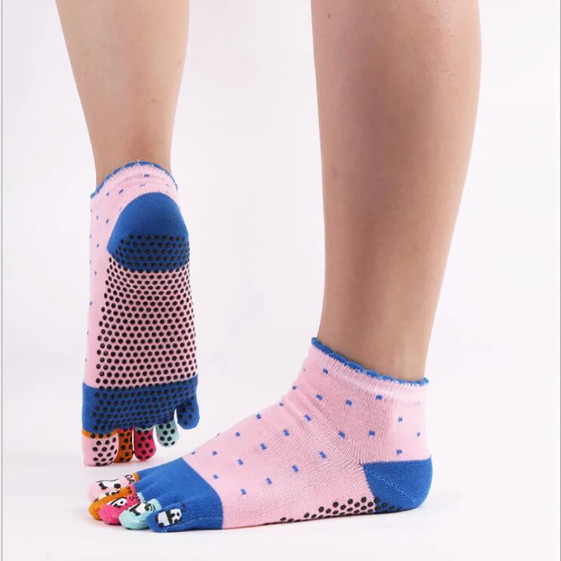 

Funny Cartoon Women cotton Socks Indoor Five toes Antiskid Pilates Socks Toe separate Man Socks women