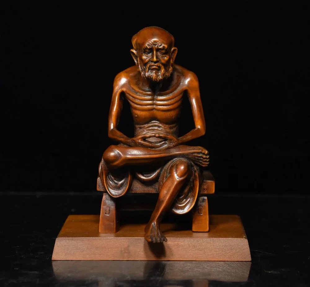 

wedding decoration China Buddhism Boxwood Wood Carving Arhat Damo Bodhidharma Dharma Buddha Statue