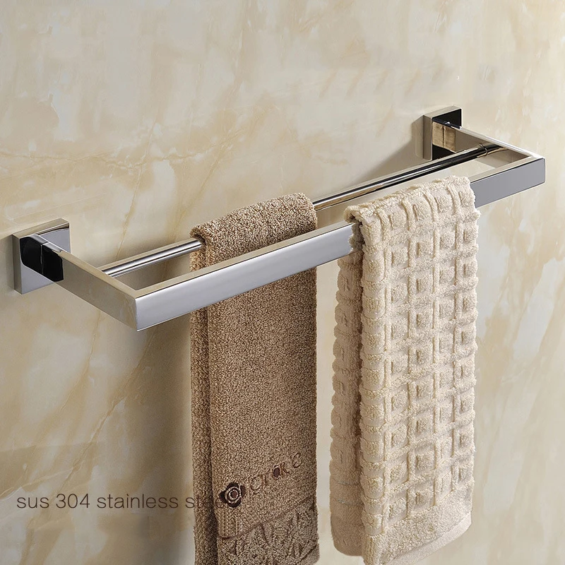 

Chrome Finish Double Towel Bar.Double Bars Hanger.Polished Stainless Steel Towel Holder.Bathroom Accessories