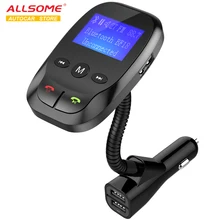 ALLSOME fm-передатчик Автомобильный MP3-плеер Bluetooth Hands-free автомобильный комплект Mp3 FM модулятор двойные зарядные устройства USB для автомобиля Авто Режим сна PowerOn/Off