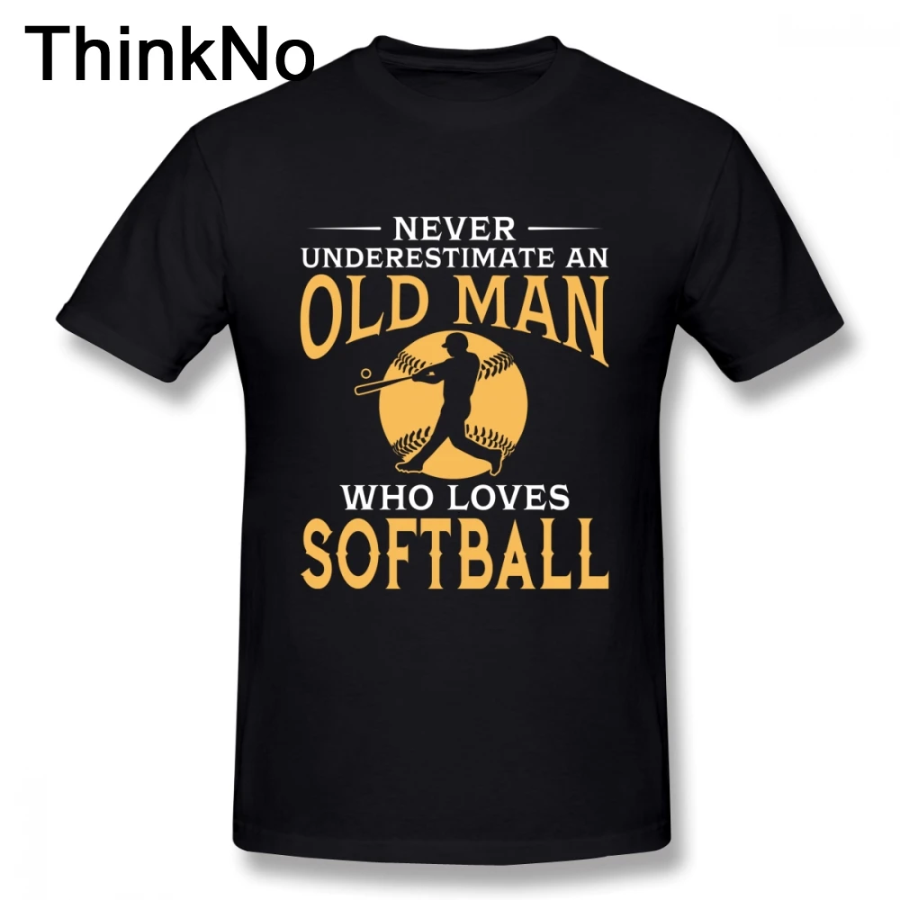 رجل أبدا نقلل رجل عجوز الذين يحب البيسبول تي شيرت جولة طوق أوم المحملة قميص أعلى تصميم نيس قصيرة الأكمام