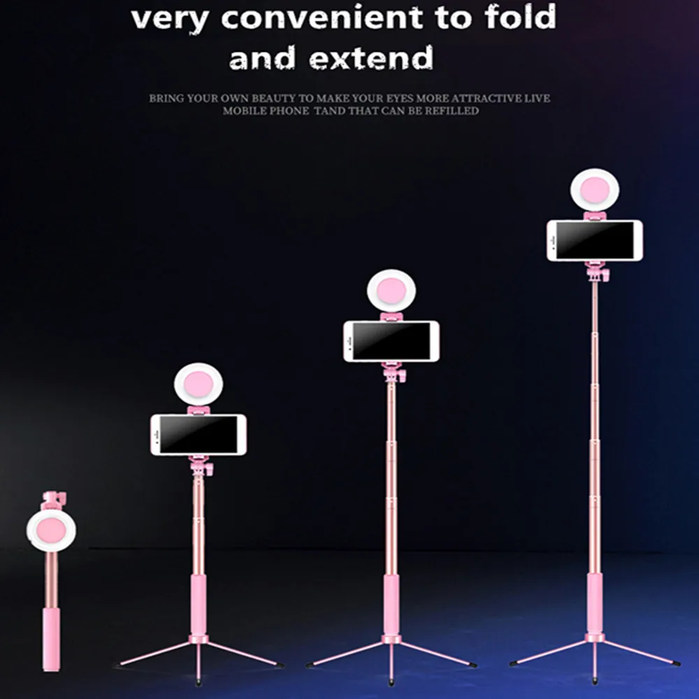  Selfie Stick LED Ring light Extendable live Tripod 1.7m Stand 4 in 1 With Monopod Phone Mount for i