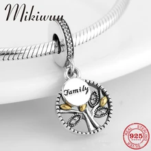 Новинка 925 стерлингового серебра семья Дерево жизни с CZ тонкие Подвески бусины подходят Pandora Шарм браслет ювелирных изделий
