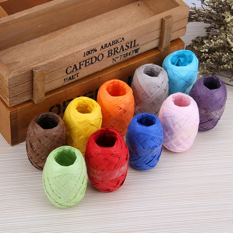 24Roll DIY Raffia Ribbon Cord Rope For Palm Packaging Paper Rope Gift