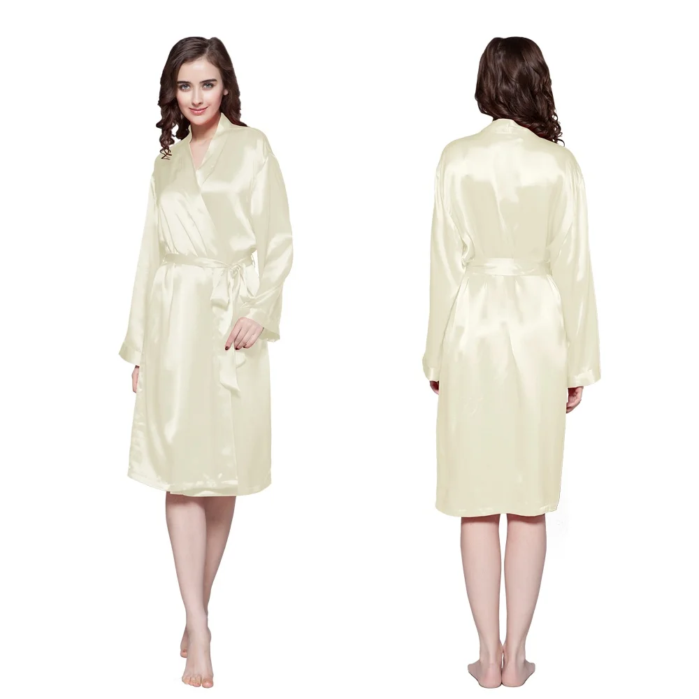 Lilysilk халат женский домашняя одежда для женщин шелковый атласные классические средней длины 22 momme - Цвет: Beige