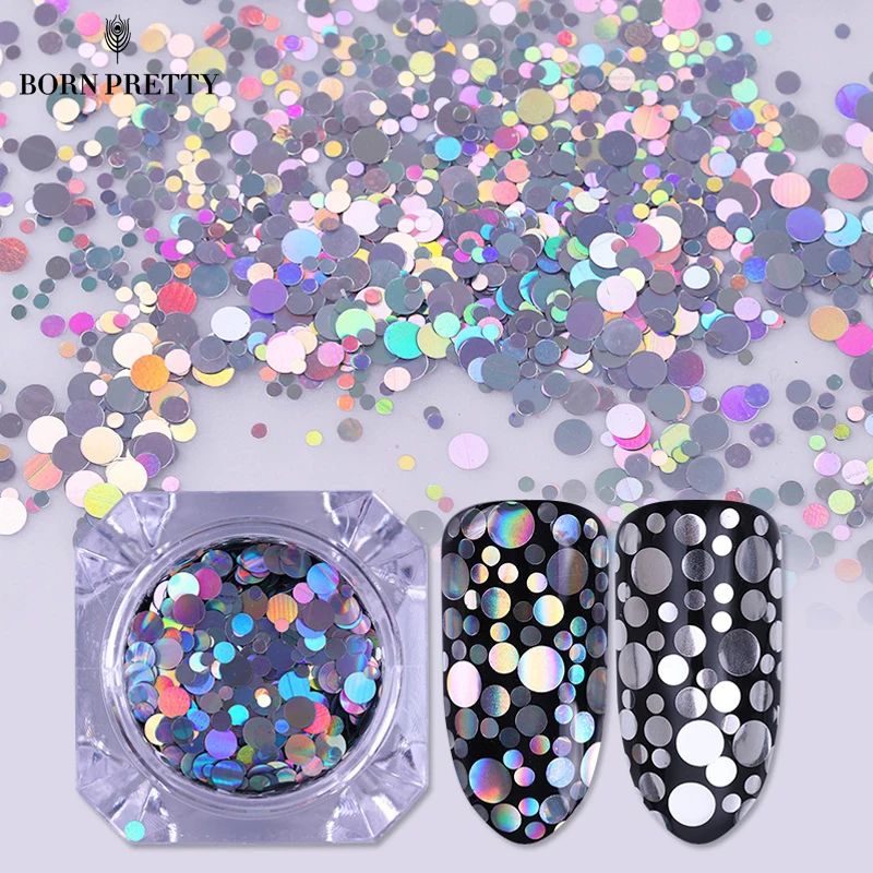 

Holographic Silver Gold Nail Flakies Mixed Size Round Glitter Nail Sequins Paillette 1mm 2mm 3mm Manicure Tips Decoration