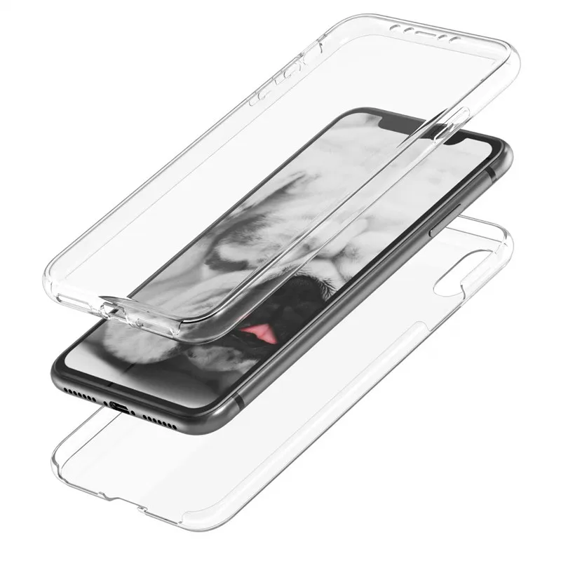 Двойной Мягкий силиконовый чехол для iPhone XS Max XR X на весь корпус 6 7 6s 8 Plus зеркальный