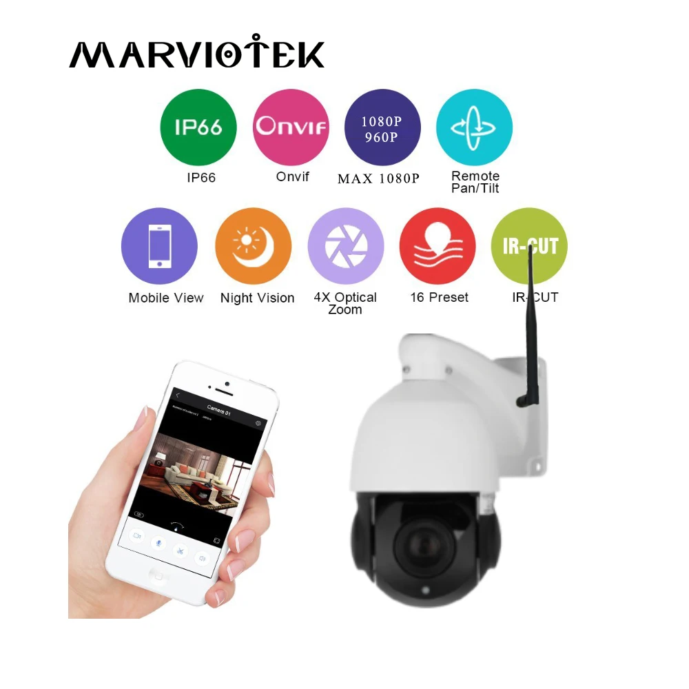 960P IP Camera font b Wireless b font PTZ Speed Dome Camera WIFI 4X Zoom Outdoor