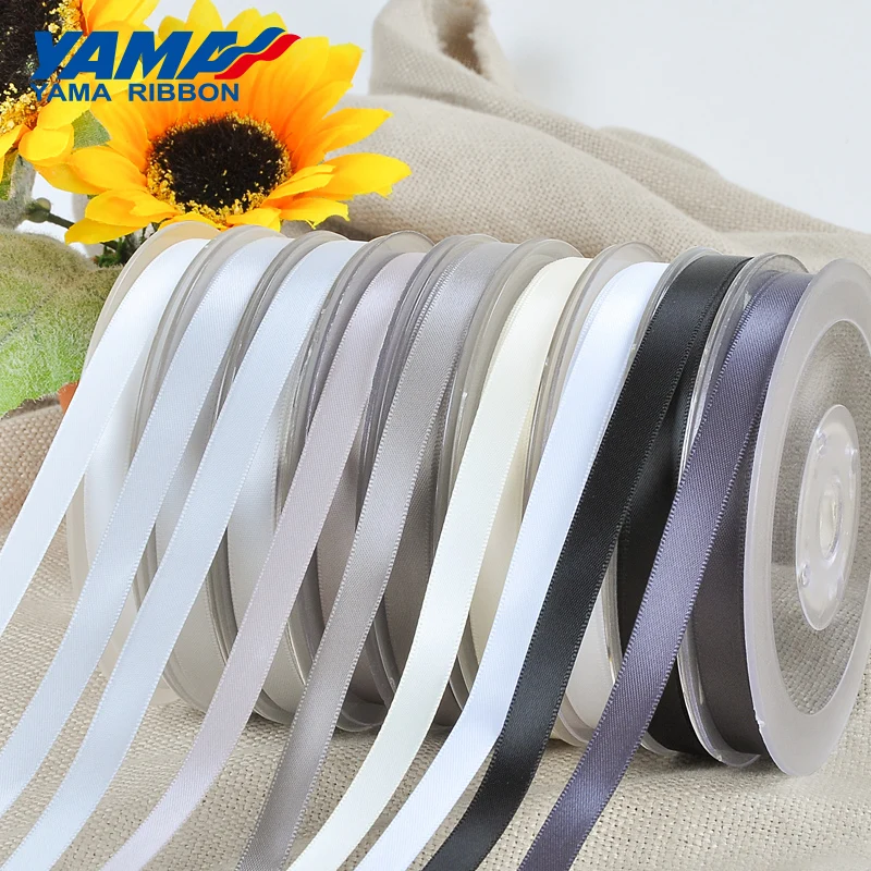 YAMA 100 ярдов Двусторонняя атласная лента 6 9 13 16 19 22 мм черный красный белый