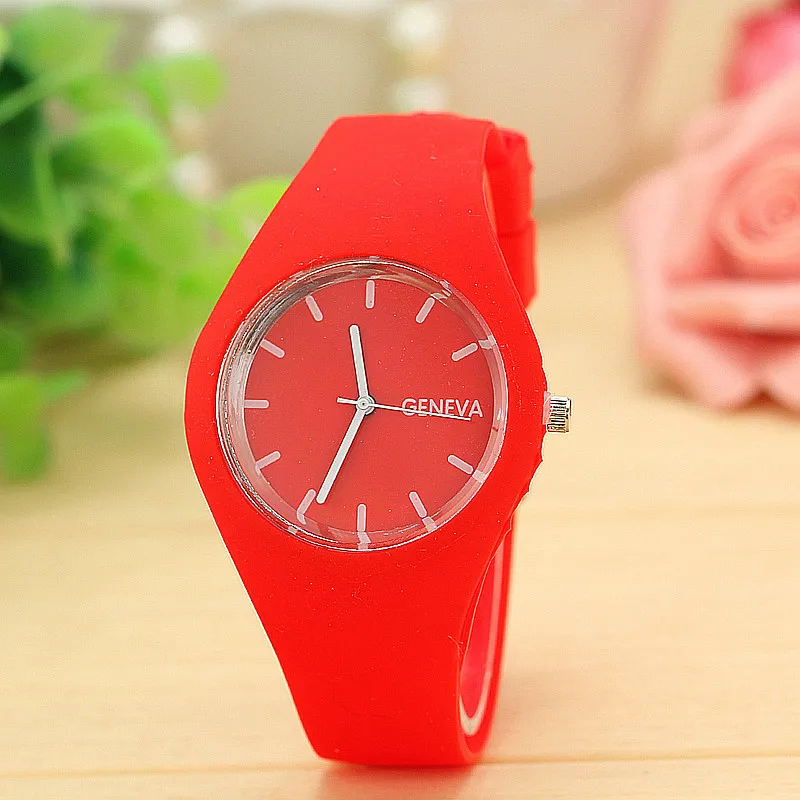 Внешний вид детские часы для женщин девочек и мальчиков спортивные часы для Отдыха Яркие цвета желе часы силиконовый ремешок Relogio Feminino Saat - Цвет: Красный