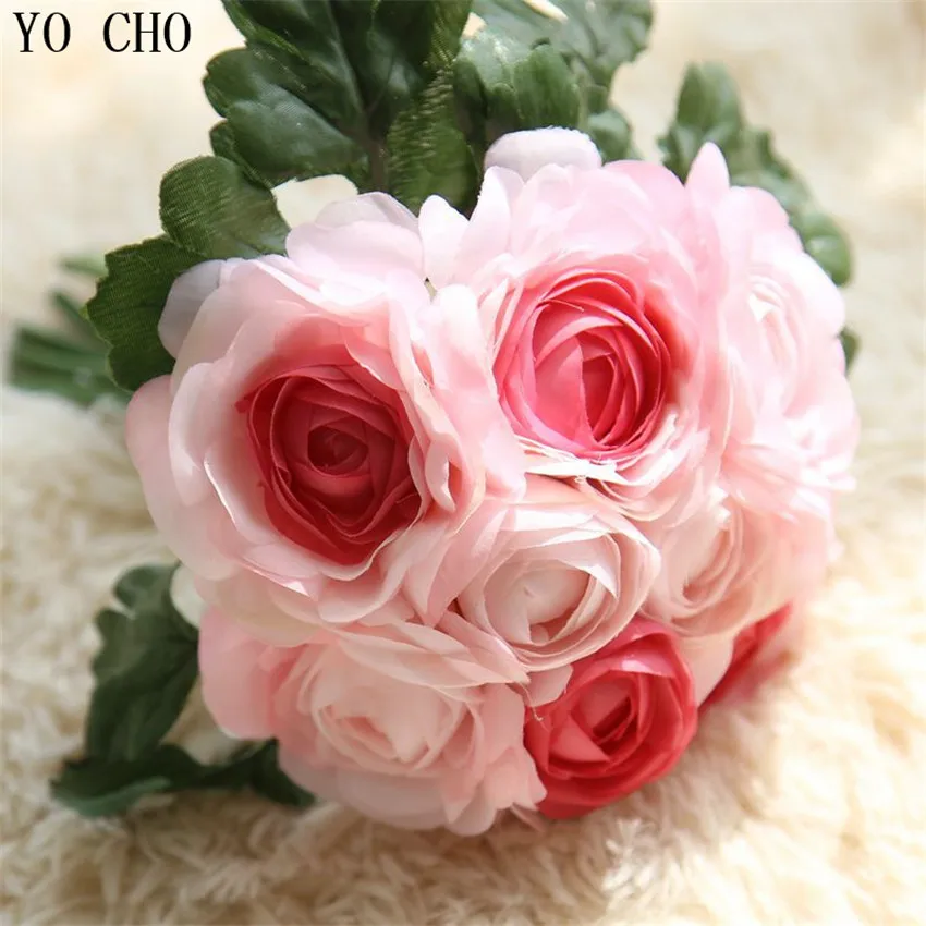 Йо Чо 8 головок Шелковый цветок пиона Искусственные цветы имитация Европейской пион поддельные Свадебный букет невесты дома украшение партии - Цвет: Light pink