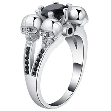 Latest Fashion Black Skull Rings White Gold Filled Vintage Black Cz Jewelry Wedding Rings For Men And Women Bijoux Drop shipping elegant purple black gold filled cz ring gold colors flowers rings unique vintage party wedding for women christmas jewelry