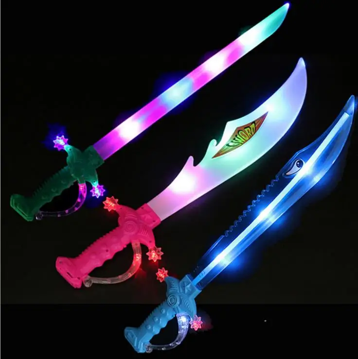 2 Light-Up Ninja Swords w/ Case Flashing LED Long Toy Sticks Glow Samurai Party 