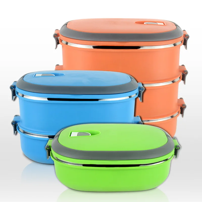 

1 2 3 layer square stainless steel insulated lunch box metal food container portable portable lunch box ZP01231600