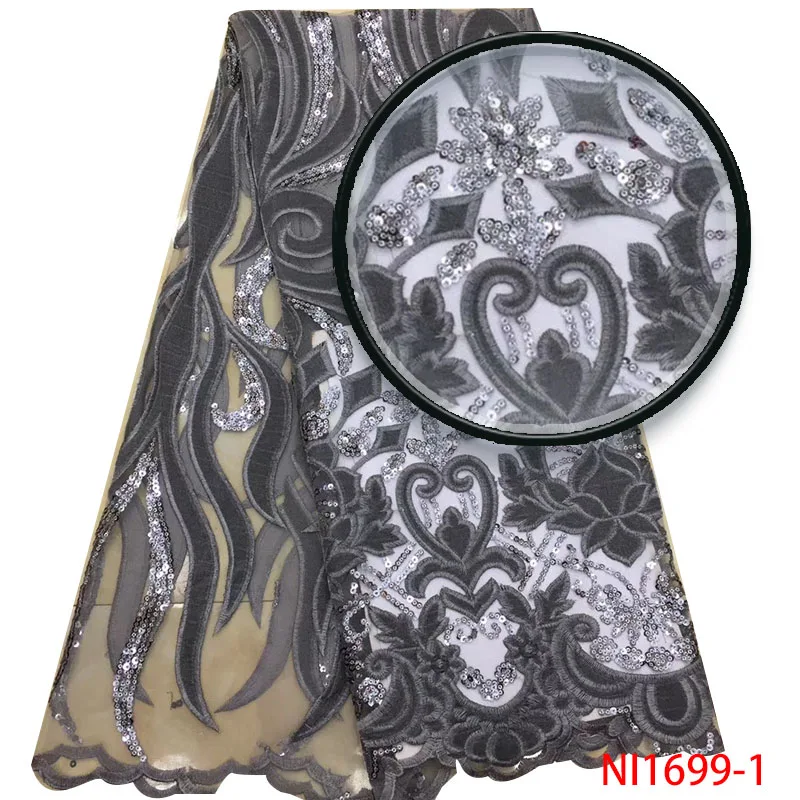 Африканская кружевная ткань с блестками кружевная ткань вышитая нигерийская талевая кружевная ткань свадебная ткань высокого качества французский Тюль YANI1699-1